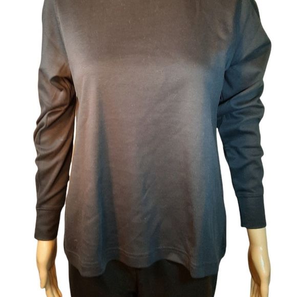 Lands End Shirt Womens Black Crew  Size Small Petite - Picture 5 of 7